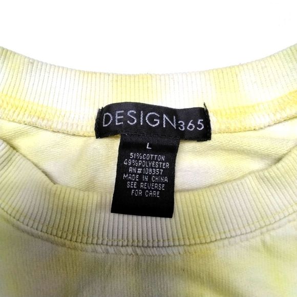 Design 365 Sweatshirt Yellow Tie Dye Faux Tie Wrap Front Sz Large Activewear - Picture 4 of 7